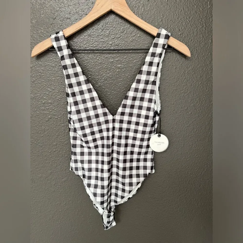 REVOLVE, Tularosa Claudia One Piece in Black Gingham **NO TIE